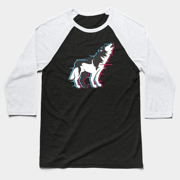 Wolf : glitch effect Baseball T-Shirt by Shankara